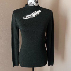 Vince Camuto Cutout Neck Sweater - Sparkle Green - Size XS